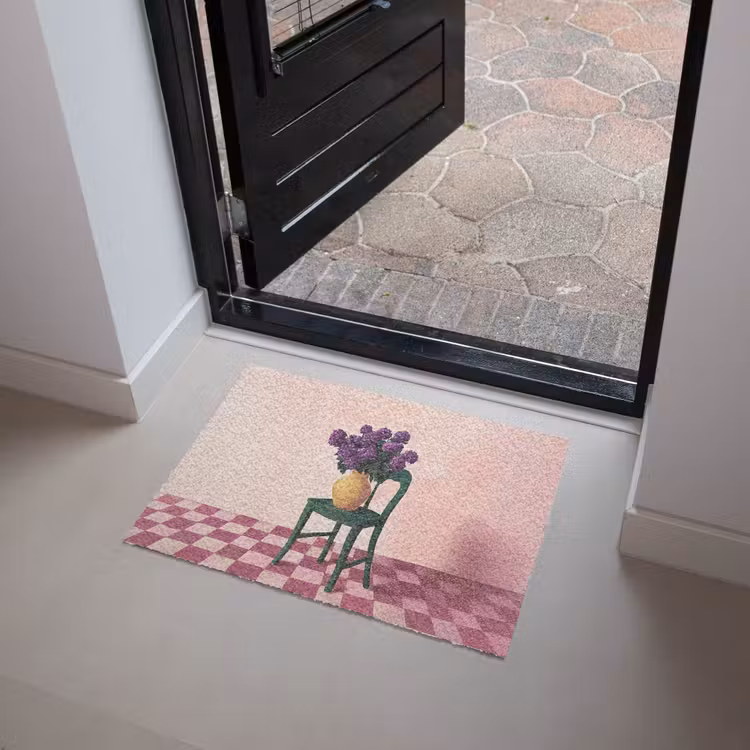 Stoel - Vaas - Bloemen - Geblokt Deurmat klein -sfeer5