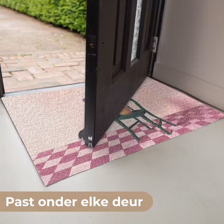 Stoel - Vaas - Bloemen - Geblokt Deurmat klein -USP_NL