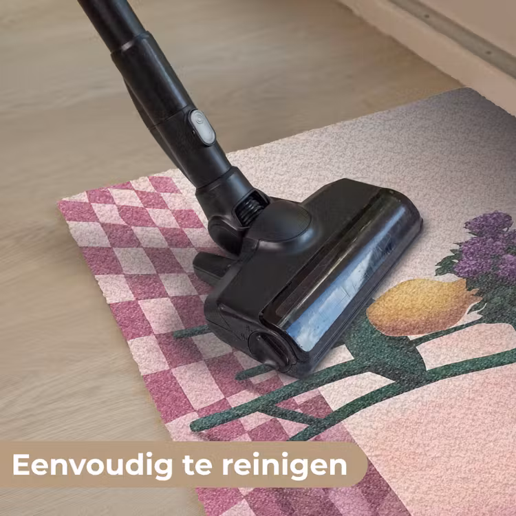 Stoel - Vaas - Bloemen - Geblokt Deurmat klein -reinigen_NL