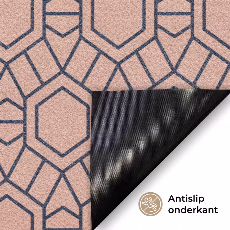 Strak - Patroon - Roze - Donkerblauw Deurmat klein 898 -antislip_NL