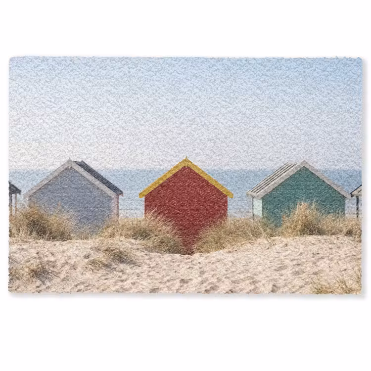 Strand - Huisjes - Kleurrijk - Duinen Deurmat klein -zkaufland3d