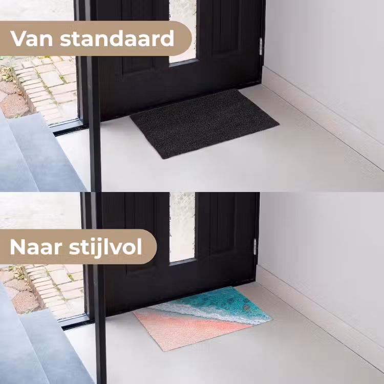 Strand - Oceaan - Golven - Roze Zand - Natuur Deurmat klein -voor-na_NL