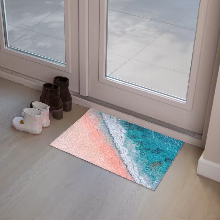 Strand - Oceaan - Golven - Roze Zand - Natuur Deurmat klein -sfeer3