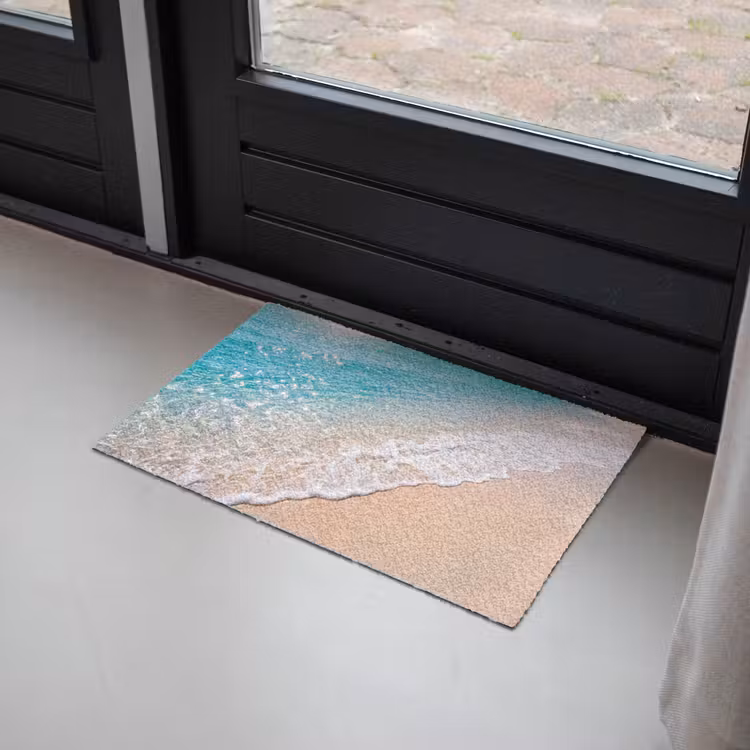 Strand - Water - Natuur - Blauw - Beige Deurmat klein -sfeer2
