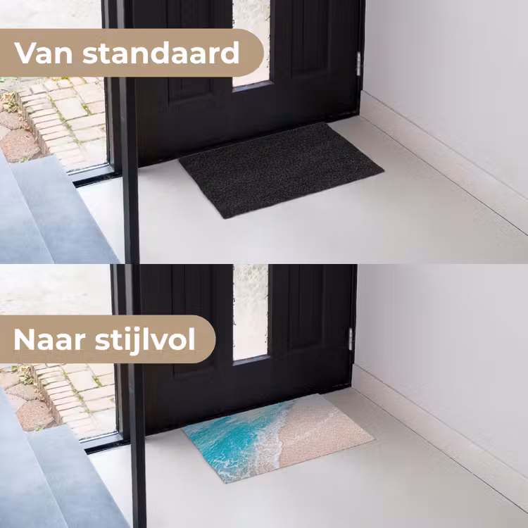 Strand - Zee - Golf - Natuur - Blauw Deurmat klein -voor-na_NL