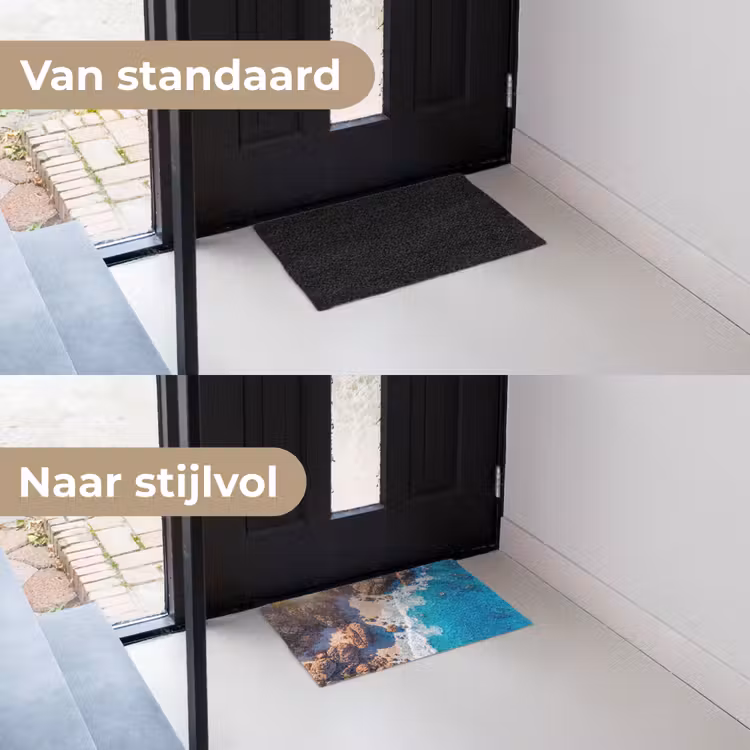 Strand - Zee - Rotsen - Natuur - Blauw Deurmat klein -voor-na_NL