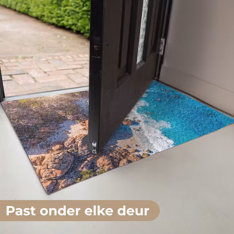 Strand - Zee - Rotsen - Natuur - Blauw Deurmat klein -USP_NL