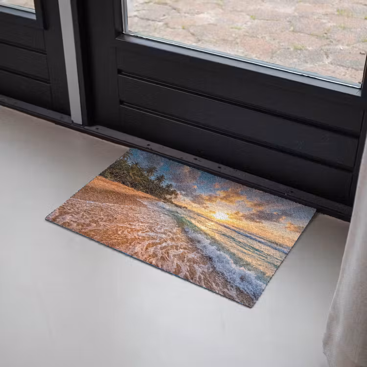 Strand - Zonsondergang - Golven - Natuur - Goud Deurmat klein -sfeer2