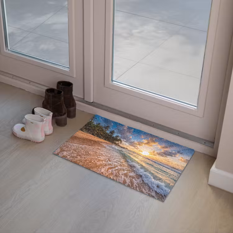 Strand - Zonsondergang - Golven - Natuur - Goud Deurmat klein -sfeer3