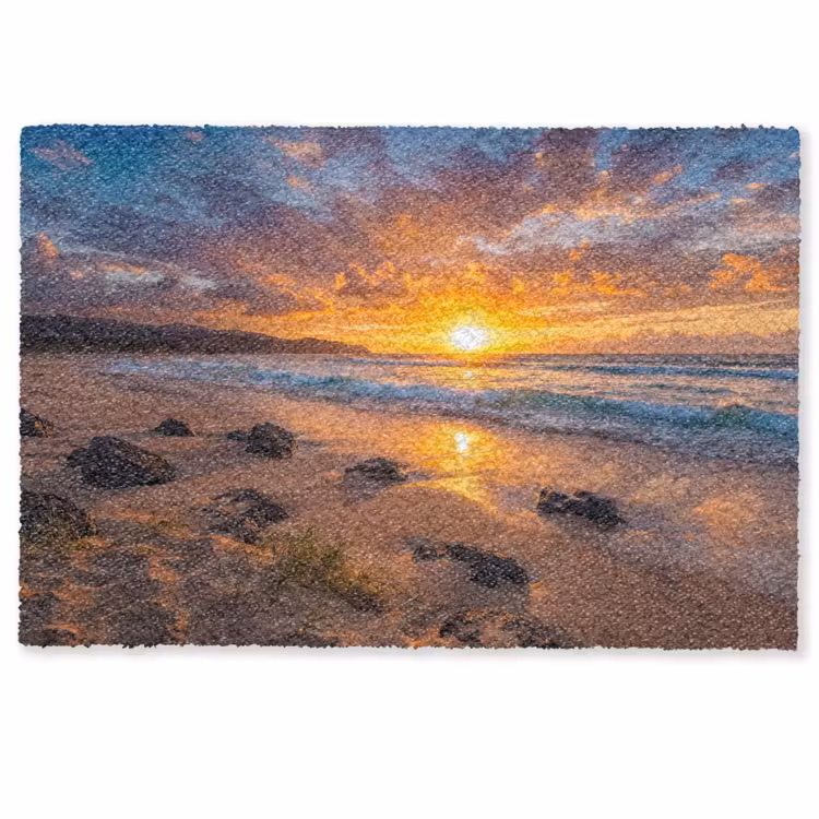 Strand - Zonsondergang - Golven - Natuur - Oranje Deurmat klein -zkaufland3d