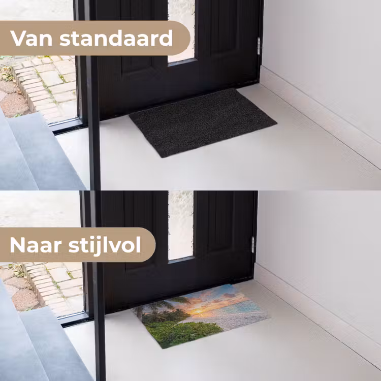 Strand - Zonsondergang - Palmbomen - Tropisch - Natuur Deurmat klein -voor-na_NL