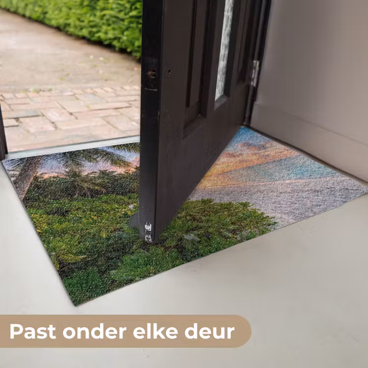 Strand - Zonsondergang - Palmbomen - Tropisch - Natuur Deurmat klein -USP_NL