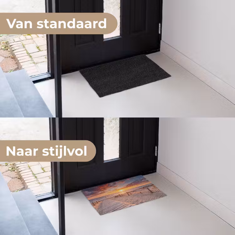 Strand - Zonsondergang - Zee - Natuur - Oranje Deurmat klein -voor-na_NL