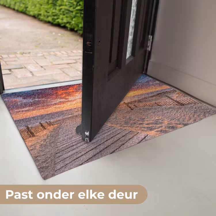 Strand - Zonsondergang - Zee - Natuur - Oranje Deurmat klein -USP_NL