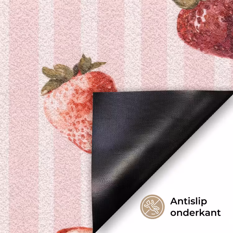 Strepen - Aardbei - Roze Deurmat klein 898 -antislip_NL