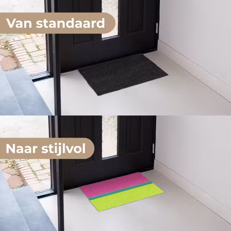 Strepen - Modern - Kleurrijk Deurmat klein -voor-na_NL