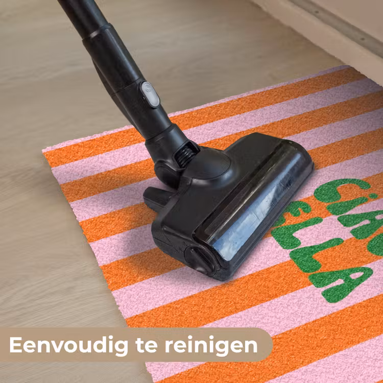 Strepen - Oranje - Verticaal - Ciao bella Deurmat klein -reinigen_NL