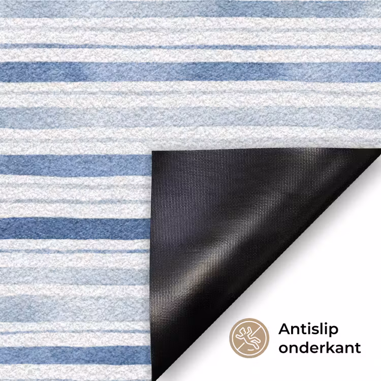 Strepen - Patroon - Blauw - Wit Deurmat klein 898 -antislip_NL