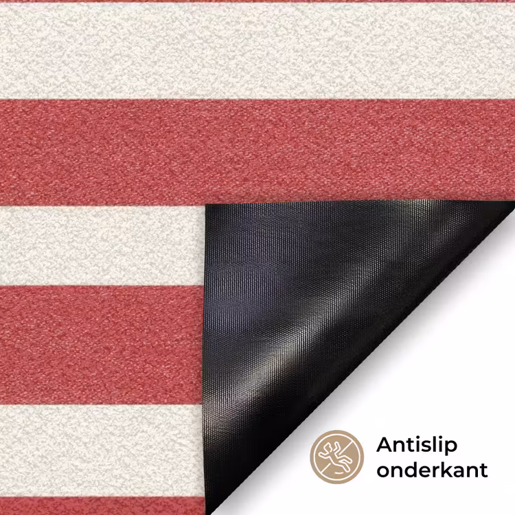 Strepen - Patroon - Rood Deurmat klein 898 -antislip_NL
