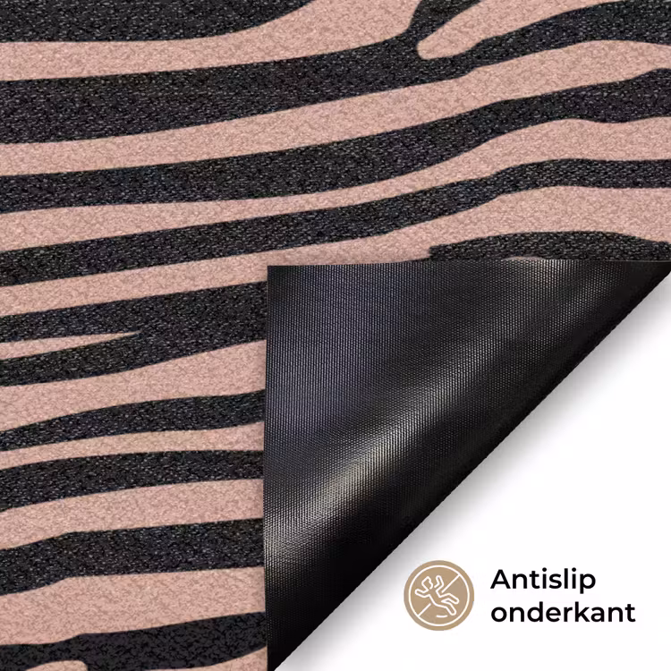 Strepen - Roze - Bruin Deurmat klein 898 -antislip_NL