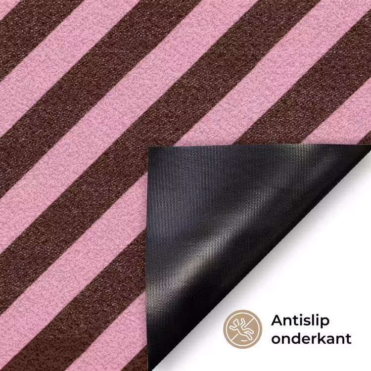 Strepen - Roze - Bruin Deurmat klein 898 -antislip_NL