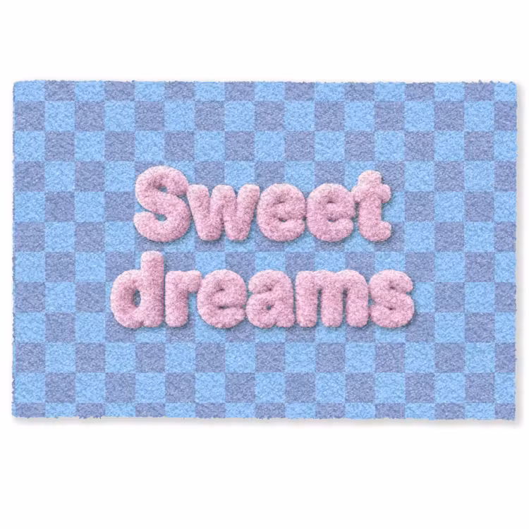 Sweet dreams - Vierkanten - Roze - Blauw Deurmat klein -zkaufland3d