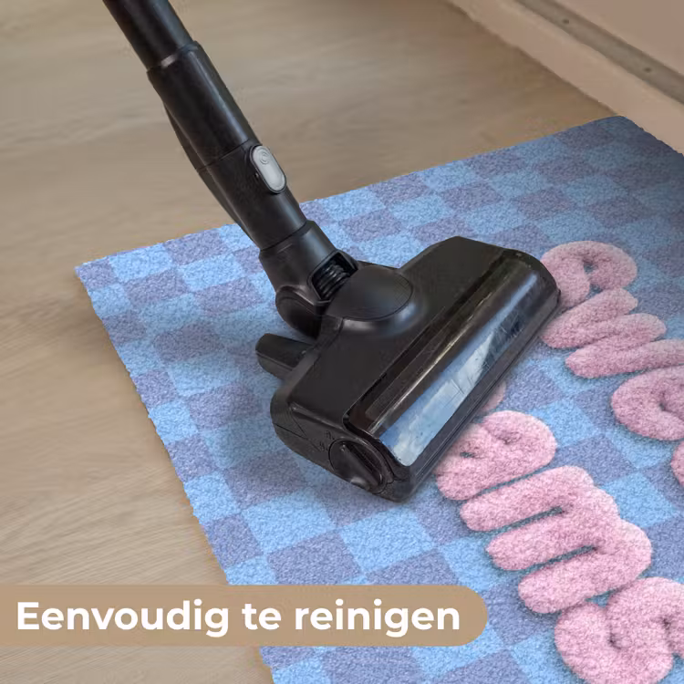 Sweet dreams - Vierkanten - Roze - Blauw Deurmat klein -reinigen_NL