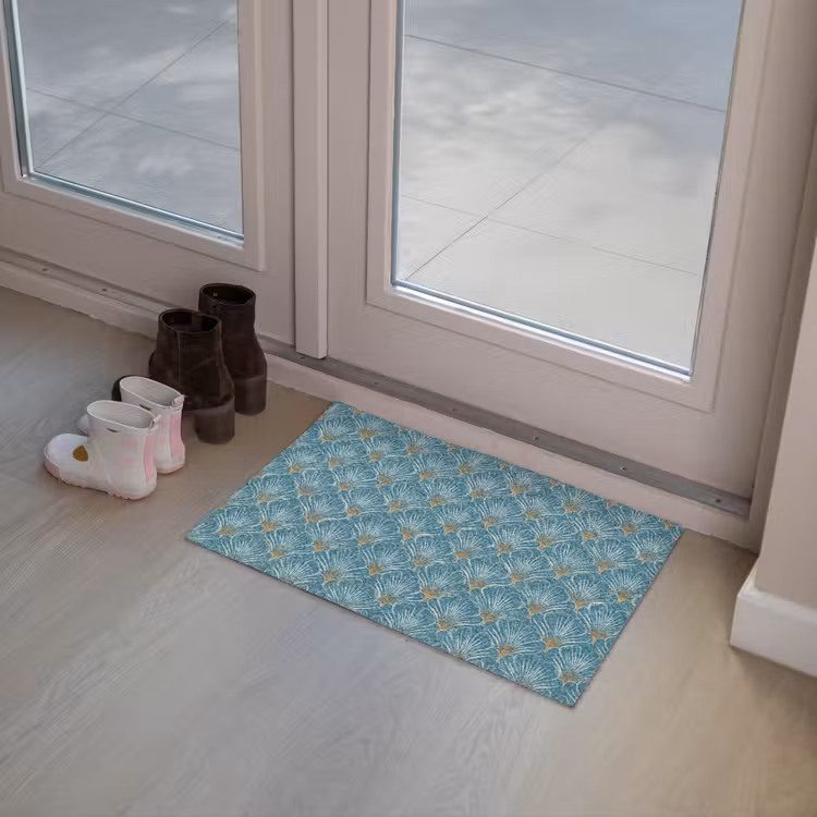 Symmetrisch - Patroon - Blauw Deurmat klein 898 -sfeer3
