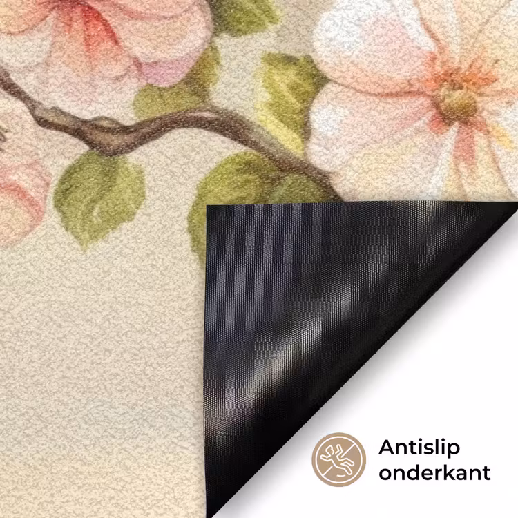 Takken - Bloemen - Vogeltjes - Roze Deurmat klein -antislip_NL