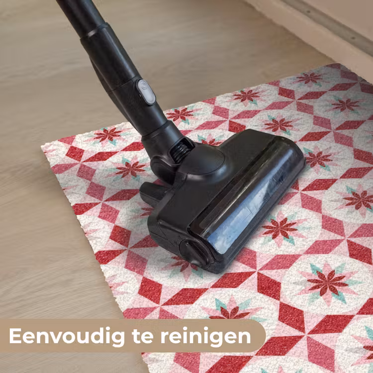 Tegelpatroon - Sterren - Retro - Roze - Mintgroen Deurmat klein 898 -reinigen_NL