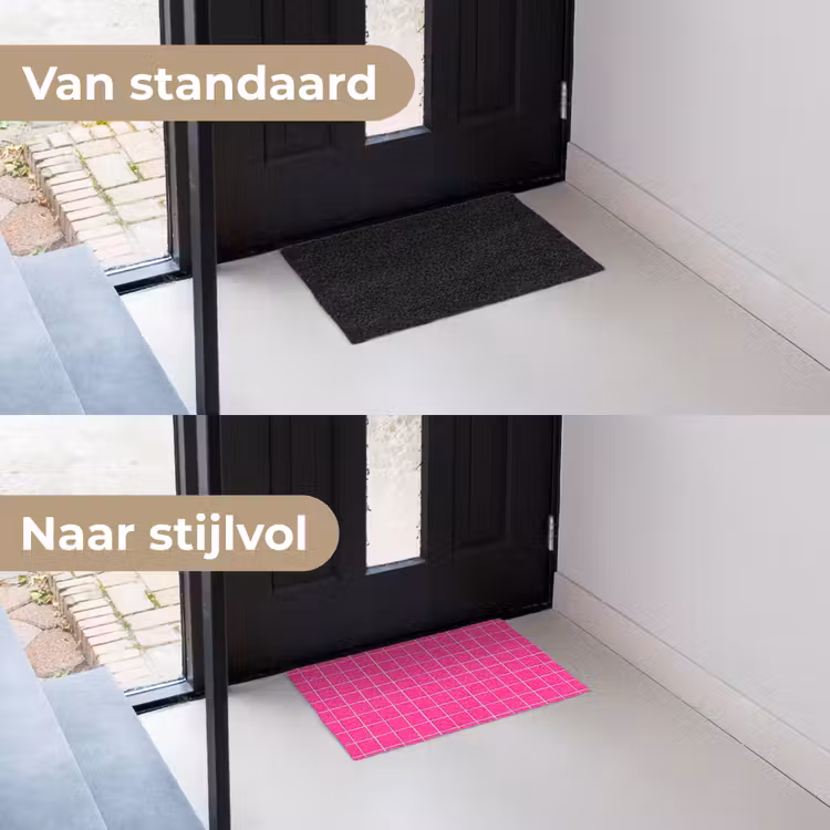 Tegels - Vierkant - Fuchsia Deurmat klein 898 -voor-na_NL