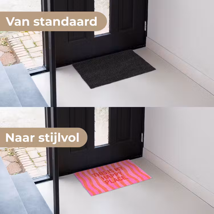 Tekst - Modern - Kleurrijk Deurmat klein -voor-na_NL