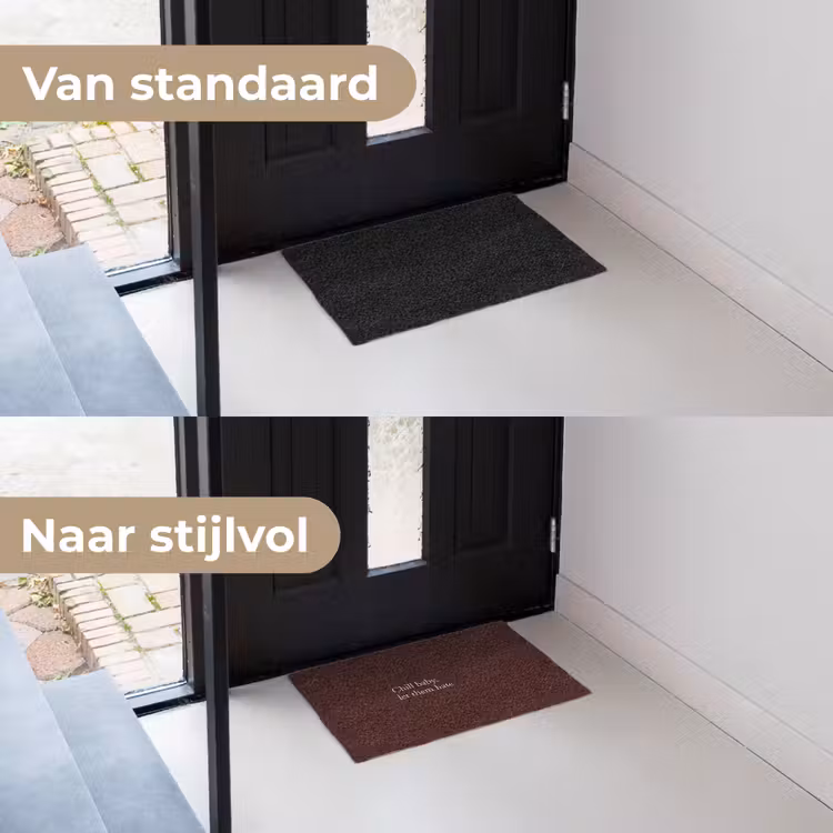 Tekst - Rood - Minimalistisch Deurmat klein -voor-na_NL