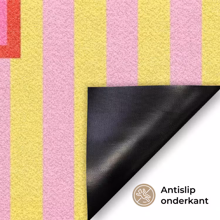 Tekst - Strepen - Roze Deurmat klein -antislip_NL