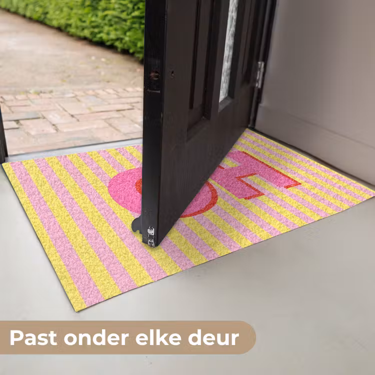 Tekst - Strepen - Roze Deurmat klein -USP_NL