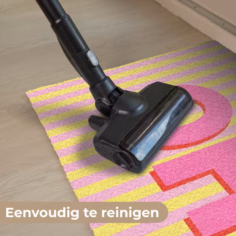 Tekst - Strepen - Roze Deurmat klein -reinigen_NL