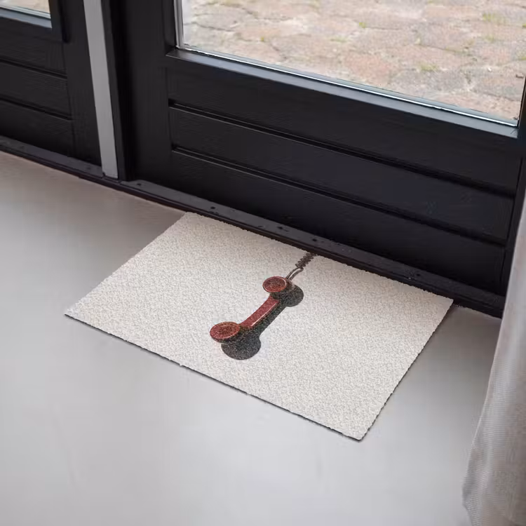 Telefoon - Koord - Rood - Minimalistisch Deurmat klein -sfeer2