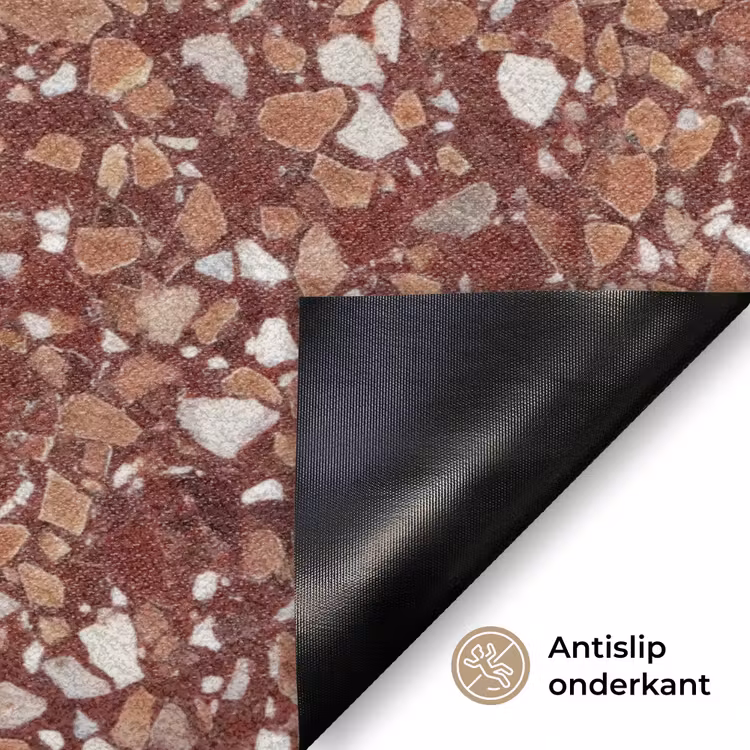 Terrazzo - Patroon - Steentextuur - Roodbruin Deurmat klein 898 -antislip_NL