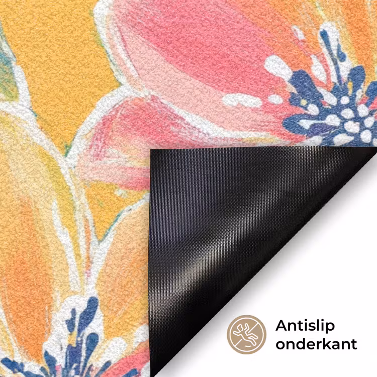Textuur - Bloemen - Kleurrijk Deurmat klein 898 -antislip_NL
