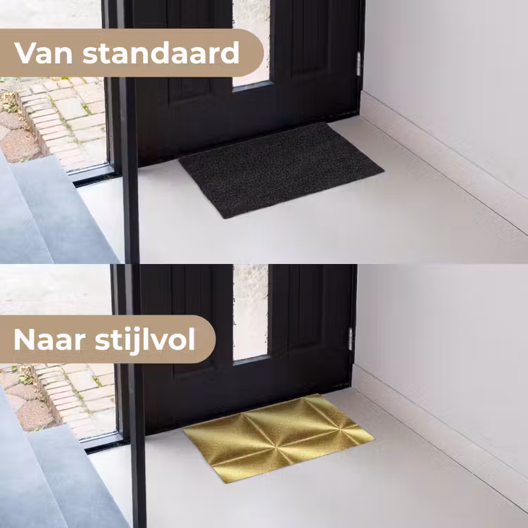 Textuur - Geborsteld Goud - Industrieel - Metallic Deurmat klein 898 -voor-na_NL