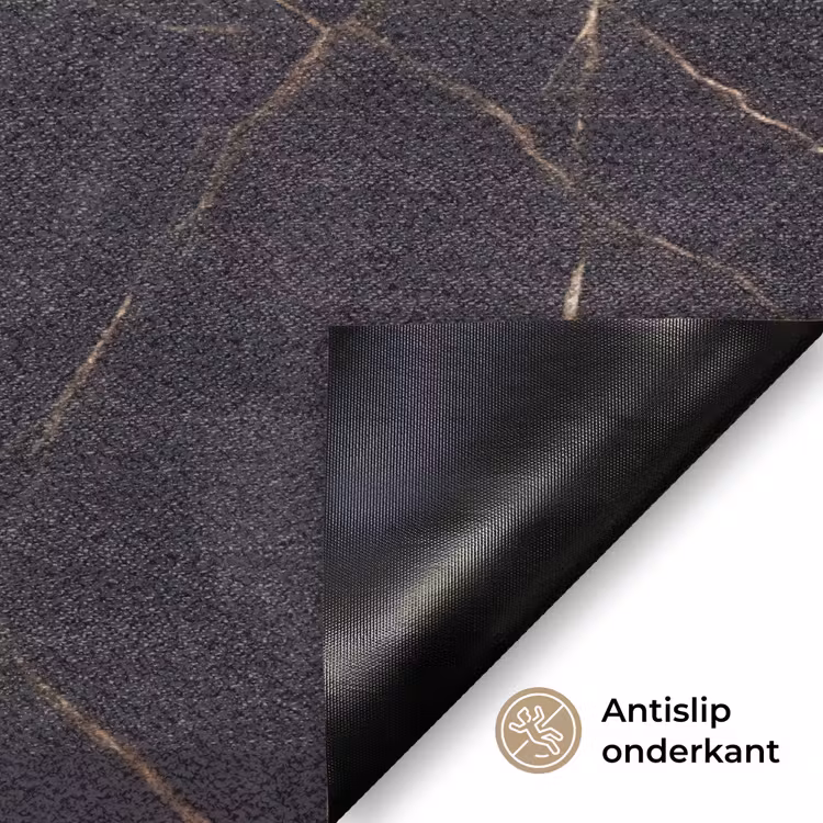 Textuur - Gouden lijnen - Abstract - Modern - Zwart Deurmat klein -antislip_NL