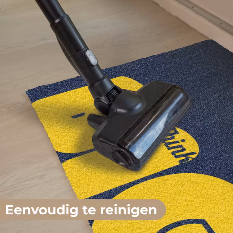 Think big - Blauw - Geel Deurmat klein -reinigen_NL