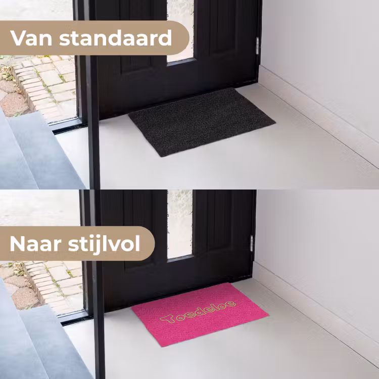 Toedeloe - Groen - Roze Deurmat klein -voor-na_NL