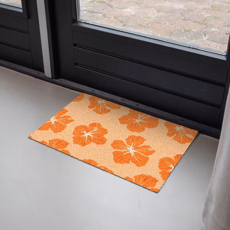 Tropisch - Hibiscus - Oranje Deurmat klein 898 -sfeer2