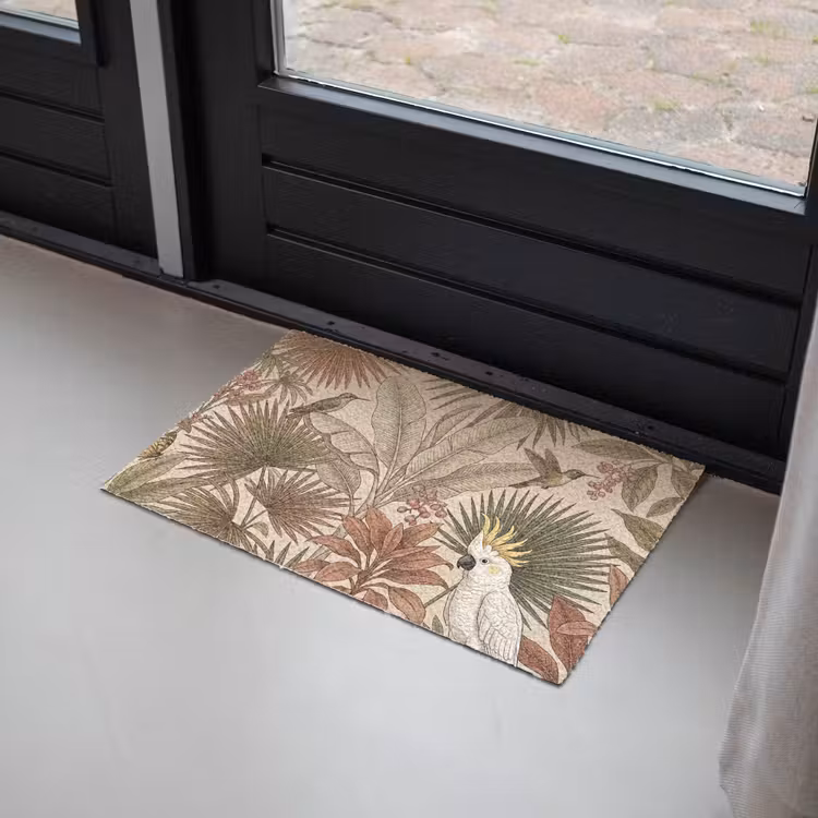 Tropisch - Vogels - Beige Deurmat klein -sfeer2