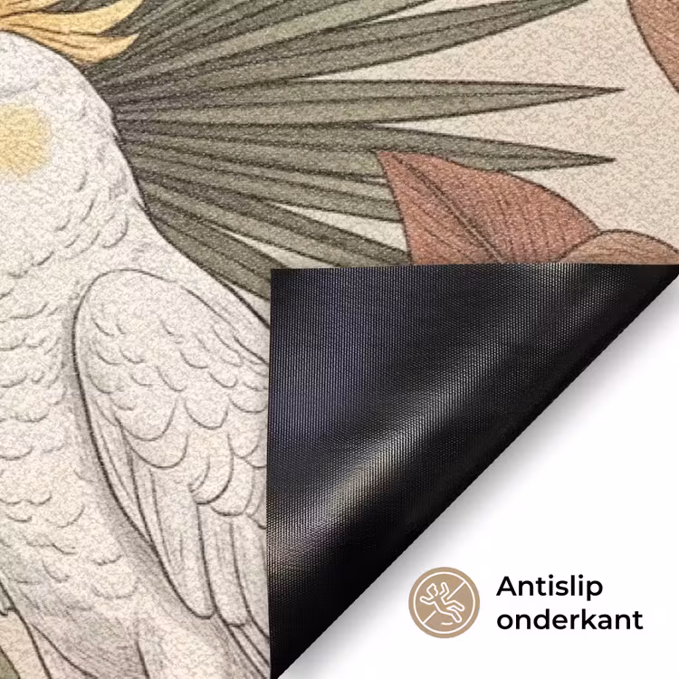 Tropisch - Vogels - Beige Deurmat klein -antislip_NL