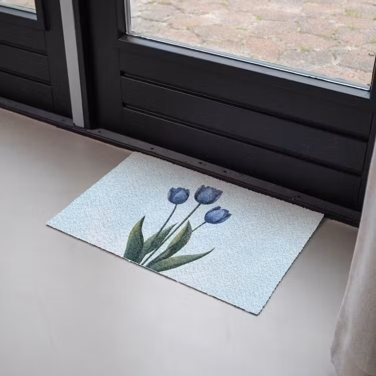 Tulpen - Blauw - Bladeren Deurmat klein -sfeer2