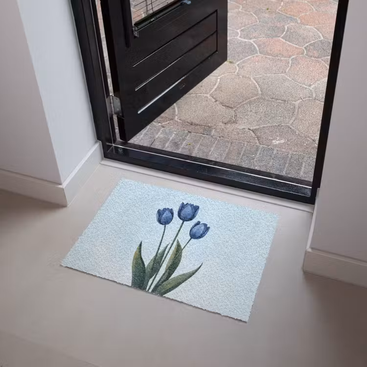 Tulpen - Blauw - Bladeren Deurmat klein -sfeer5