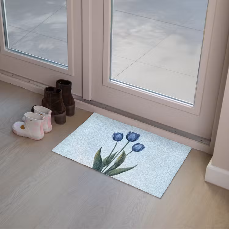 Tulpen - Blauw - Bladeren Deurmat klein -sfeer3