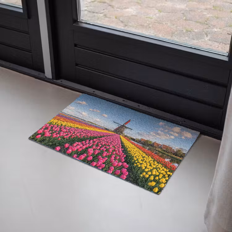 Tulpen - Holland - Molen - Kleurrijk Deurmat klein -sfeer2